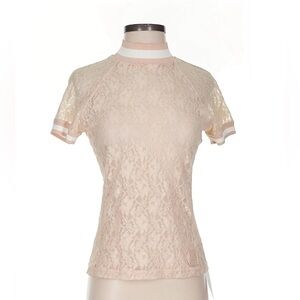 T by Alexander Wang Lace Short Sleeve Top in Cream